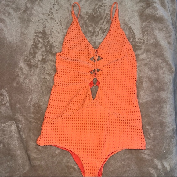 Like New XS Acacia Swimwear Neon Melon Mesh Kokomo One Piece